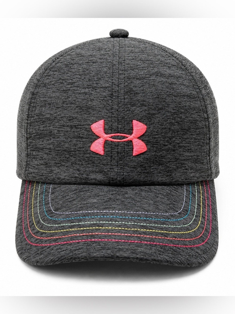 Under Armour Dark Heather Gray Cap with Pink Logo